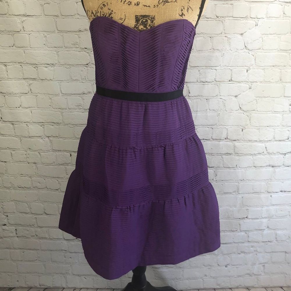 BCBGMaxAzria Pleated Strapless Cocktail Dress 10